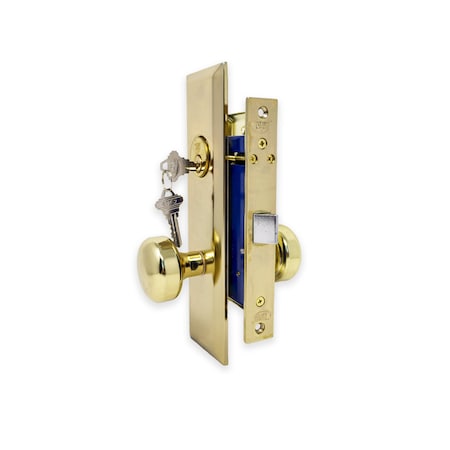 Premier Lock Brass Vestibule Mortise Entry Left Hand Lock Set with 2.5 in. Backset and 2 SC1 Keys ML01R